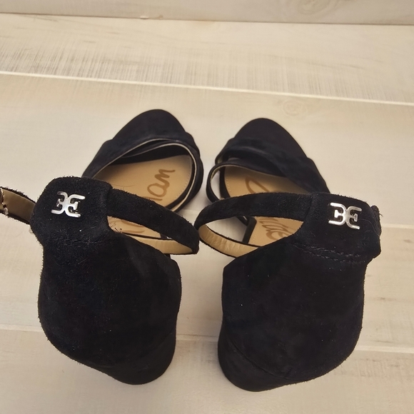 {11} Sam Edelman Yancy Block Heel Ankle Strap Sandals in Black Suede - Picture 9 of 16